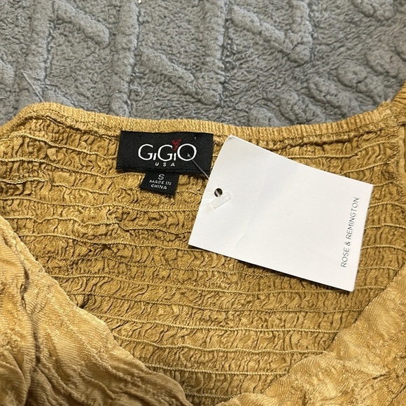 Gigio USA NWT Mini Mustard Color Dress Long Sleeves Square Neck Stretchy Small - Picture 10 of 10